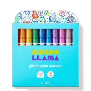Mondo Llama Glitter Paint Markers Set - 10 Vibrant Colors